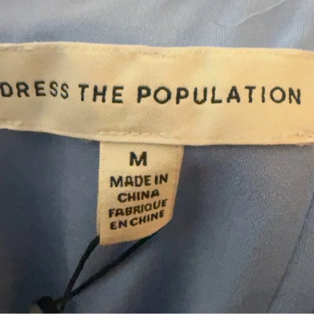 DRESS THE POPULATION BLUE SHIMMER MIDI M